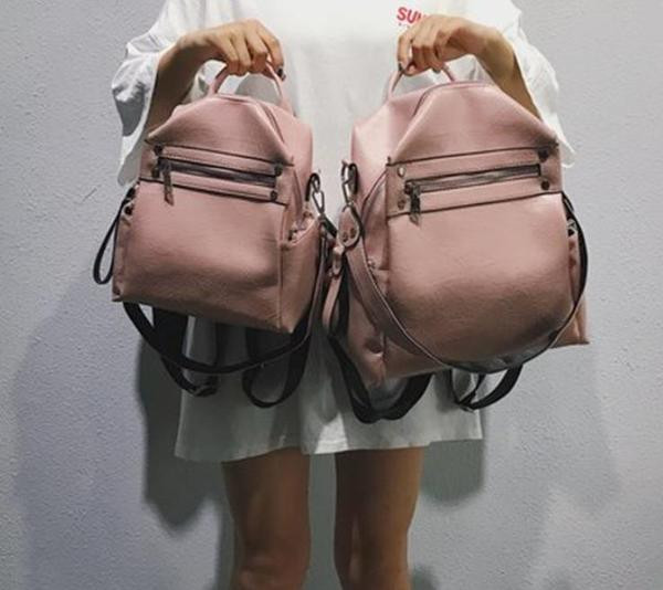 Modern női hátizsák öko bőrből, cipzárral