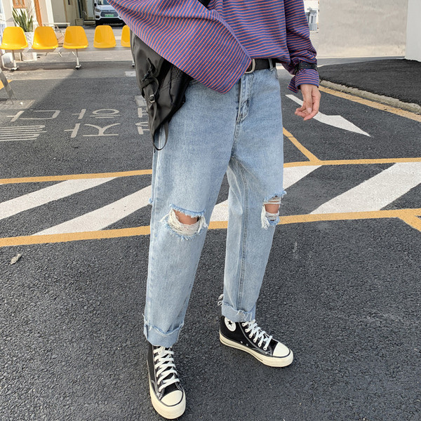 Férfi hosszú farmer széles modell - szakadt modell