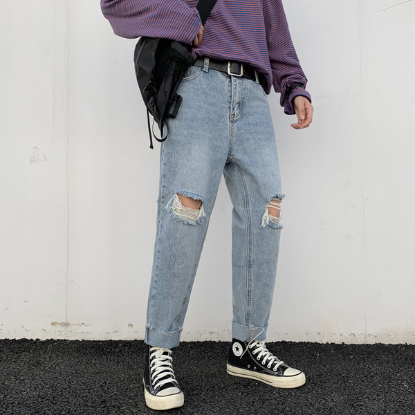 Férfi hosszú farmer széles modell - szakadt modell