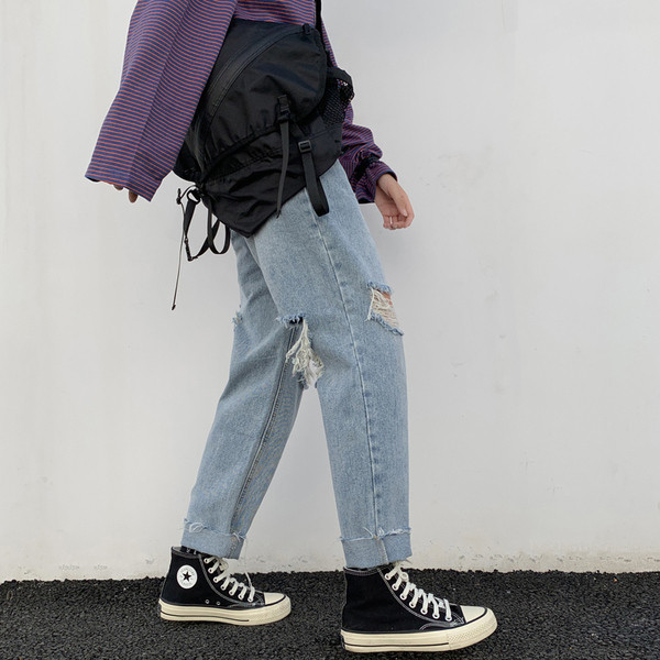 Férfi hosszú farmer széles modell - szakadt modell