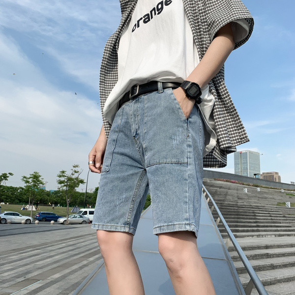 Moderne muške traperice s džepovima i patentnim zatvaračem u plavoj boji