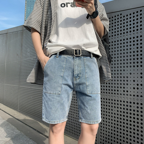 Moderne muške traperice s džepovima i patentnim zatvaračem u plavoj boji