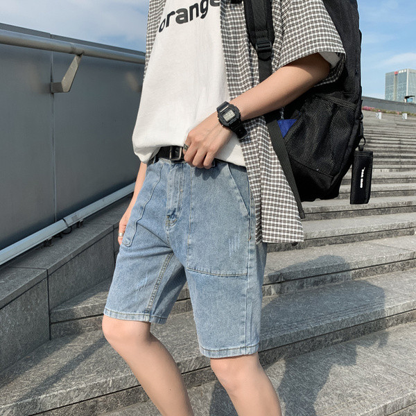 Moderne muške traperice s džepovima i patentnim zatvaračem u plavoj boji