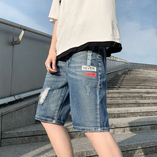 Férfi 3/4-es farmer mintával - egyenes modell