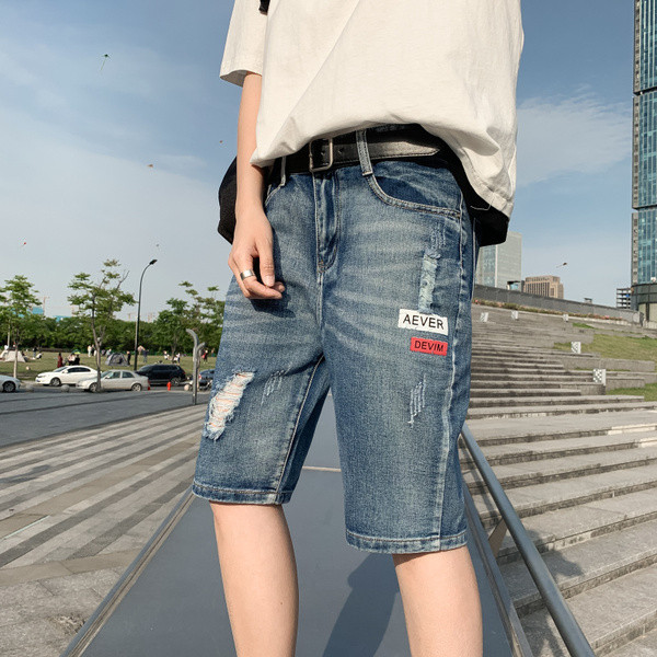 Férfi 3/4-es farmer mintával - egyenes modell