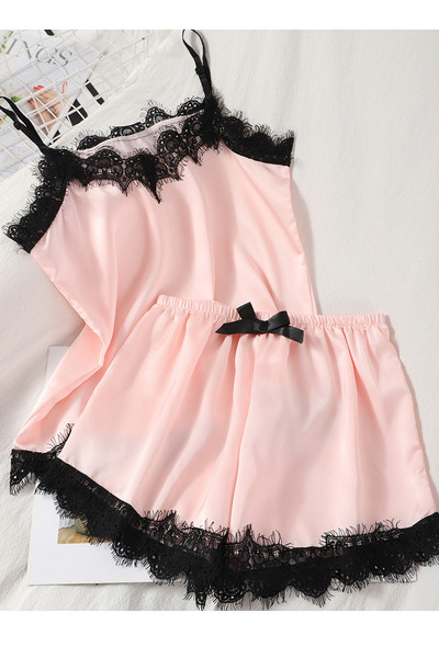 Γυναικεία πιτζάμα - σορτς και φανελάκι με δαντέλα