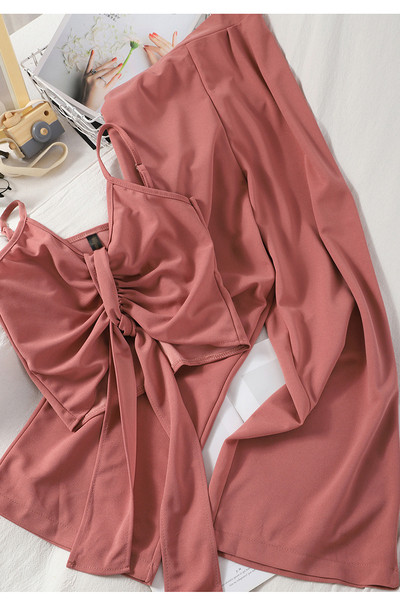 Modern női rövid felső szett vékony pánttal és nadrággal