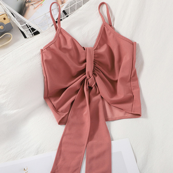 Modern női rövid felső szett vékony pánttal és nadrággal