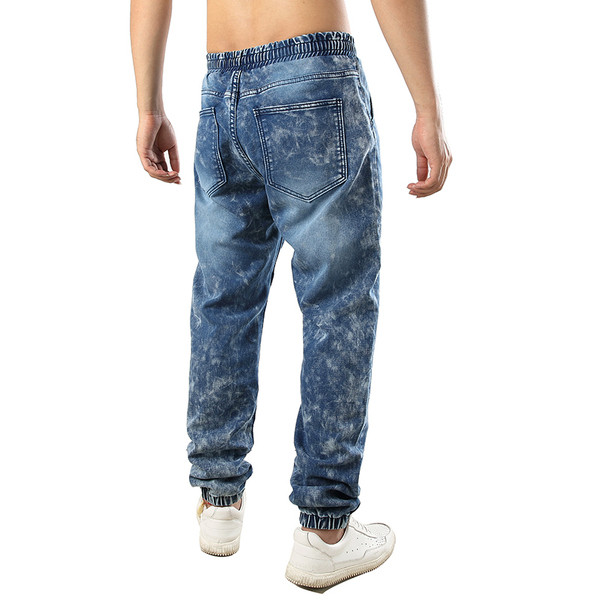 Muške ležerne duge traperice s gumicom na gležnju i vezicama