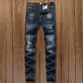 Μακριά ανδρικά τζιν με σκισμένο μοτίβο - ίσιο μοντέλο