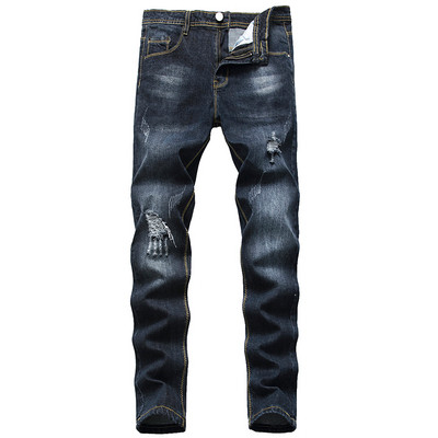 Μακριά ανδρικά τζιν με σκισμένο μοτίβο - ίσιο μοντέλο