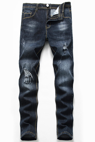 Μακριά ανδρικά τζιν με σκισμένο μοτίβο - ίσιο μοντέλο