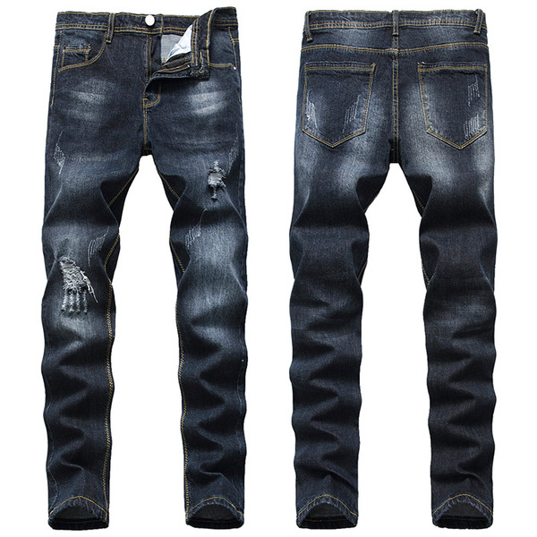 Μακριά ανδρικά τζιν με σκισμένο μοτίβο - ίσιο μοντέλο