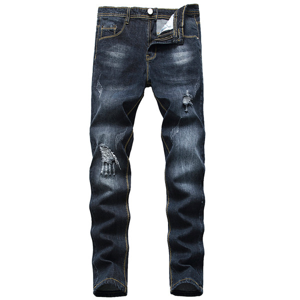 Μακριά ανδρικά τζιν με σκισμένο μοτίβο - ίσιο μοντέλο