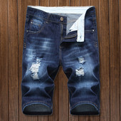 Ανδρικά casual τζιν 3/4 με σκισμένο μοτίβο σε διάφορα χρώματα