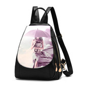 Μοντέρνο γυναικείο σακίδιο σε μαύρο χρώμα με απλικέ