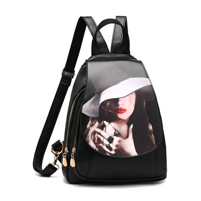 Μοντέρνο γυναικείο σακίδιο σε μαύρο χρώμα με απλικέ