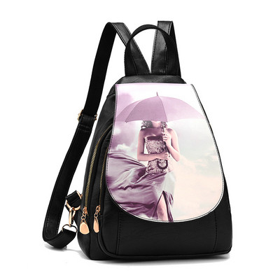 Μοντέρνο γυναικείο σακίδιο σε μαύρο χρώμα με απλικέ