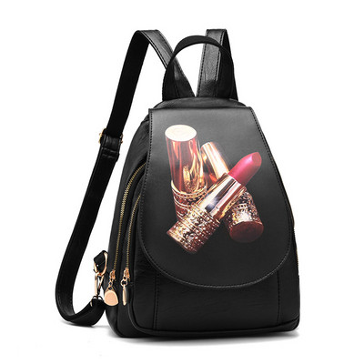 Μοντέρνο γυναικείο σακίδιο σε μαύρο χρώμα με απλικέ