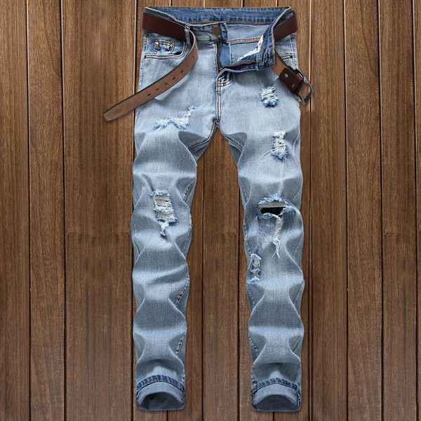 Több színben szakadt jobb oldali cipzáras férfi farmer