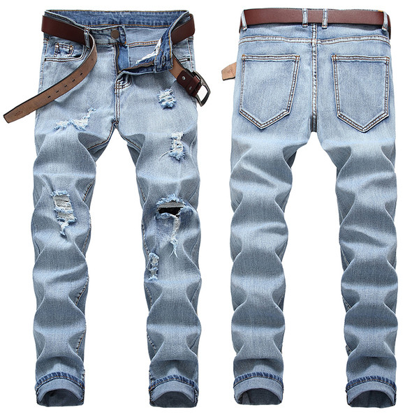 Több színben szakadt jobb oldali cipzáras férfi farmer