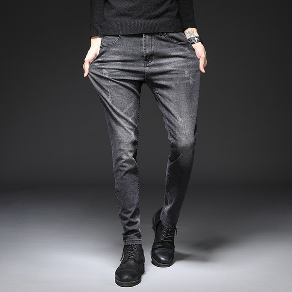 Muške elastične traperice jednobojni model