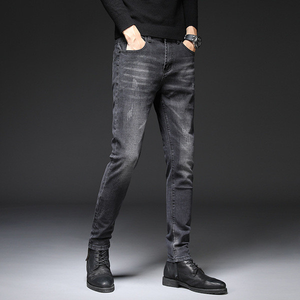 Muške elastične traperice jednobojni model