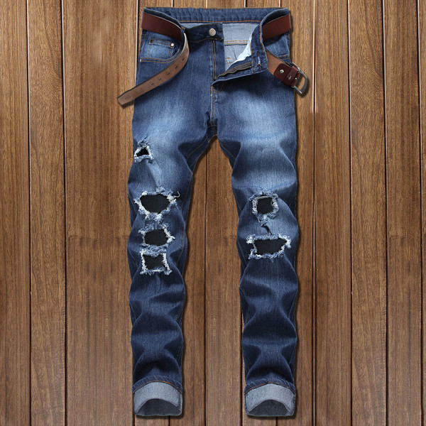 Μοντέρνα ανδρικά τζιν με σκισμένο σχέδιο σε διάφορα χρώματα