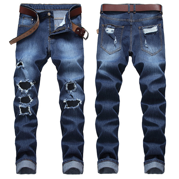 Μοντέρνα ανδρικά τζιν με σκισμένο σχέδιο σε διάφορα χρώματα