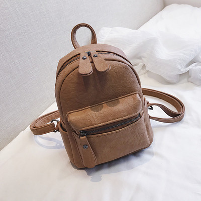 Női ökobőr hátizsák cipzárral és elülső zsebbel