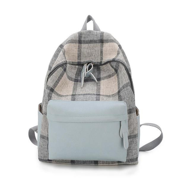 Mindennapi női kockás hátizsák elülső zsebbel