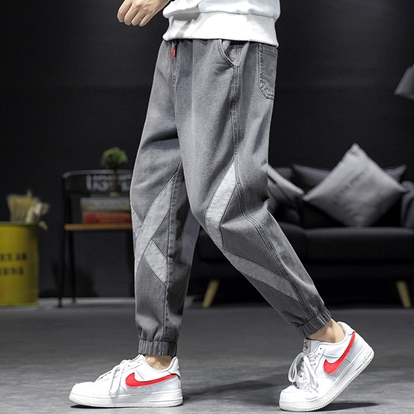 Széles férfi farmer mintával és elasztikus derékkal