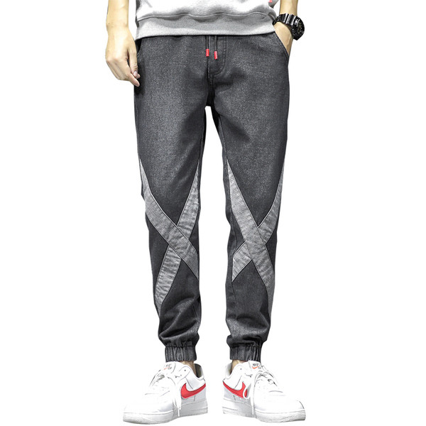 Széles férfi farmer mintával és elasztikus derékkal