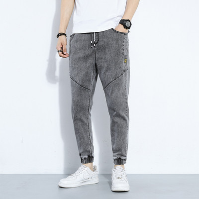 Casual φαρδιά τζιν με ελαστική μέση και κορδόνια