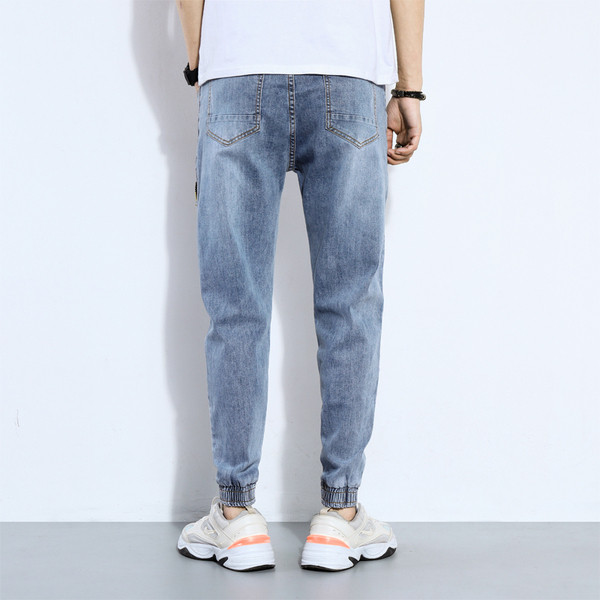 Casual φαρδιά τζιν με ελαστική μέση και κορδόνια