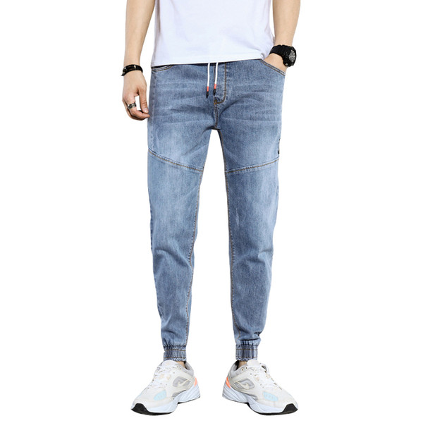 Casual φαρδιά τζιν με ελαστική μέση και κορδόνια