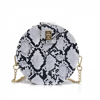 Γυναικεία τσάντα νέο μοντέλο με άνιμαλ πριντ - στρογγυλό σχήμα