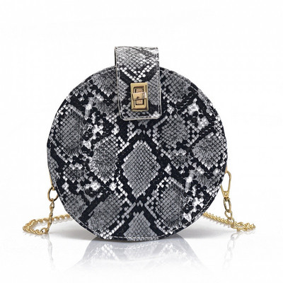 Γυναικεία τσάντα νέο μοντέλο με άνιμαλ πριντ - στρογγυλό σχήμα