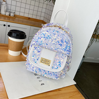 Női hátizsák flitterekkel és elülső zsebbel