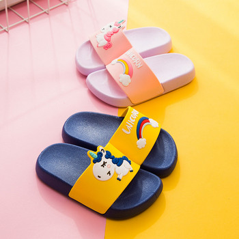 Детски ежедневни чехли с апликация еднорог в три цвята за момичета