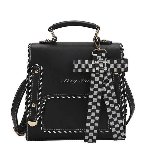 Naujo modelio moteriška dirbtinės odos kuprinė su languotu kaspinu