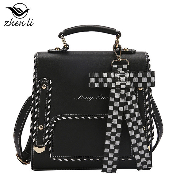 Naujo modelio moteriška dirbtinės odos kuprinė su languotu kaspinu