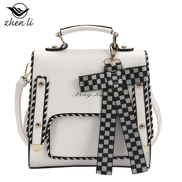 Naujo modelio moteriška dirbtinės odos kuprinė su languotu kaspinu