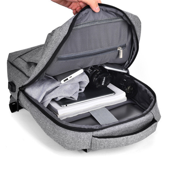 Водоустойчива раница за лаптоп в сив и черен цвят - 15,6 inch