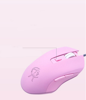 USB мишка за лаптоп в розов цвят със странични копчета