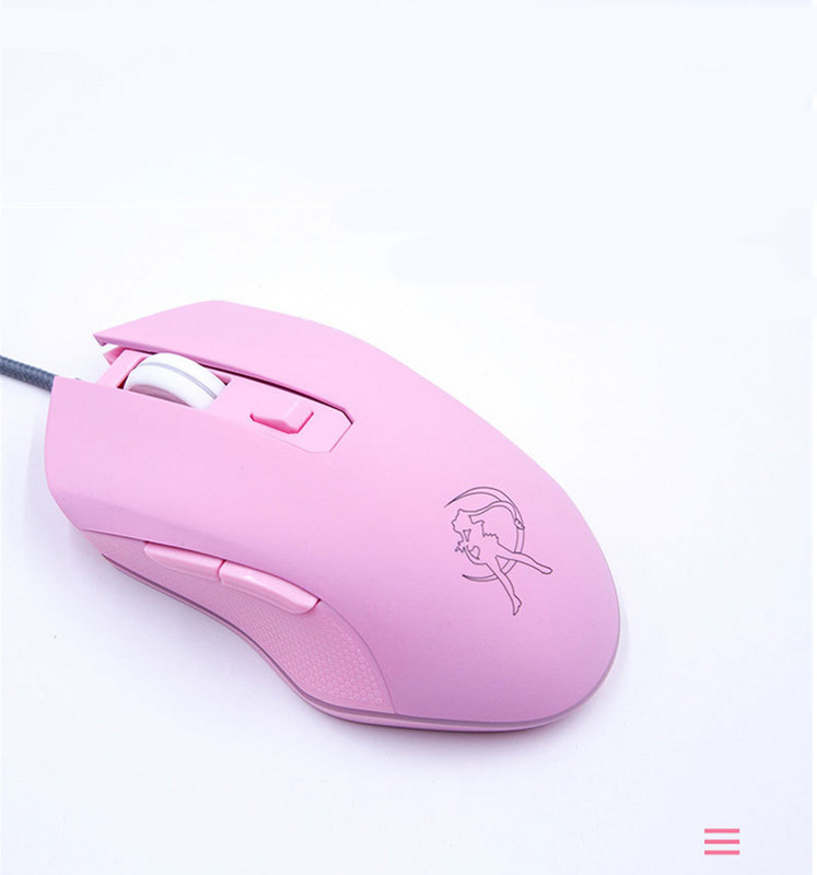 Rožinės spalvos USB nešiojamojo kompiuterio pelė su šoniniais mygtukais