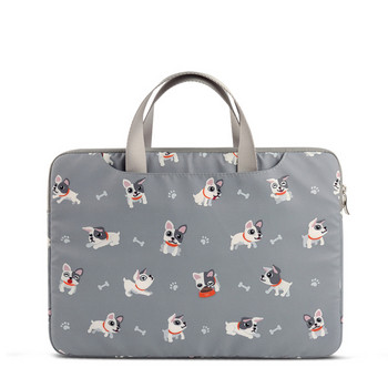 Удобна чанта за 15.6 инчов лаптоп с къси дръжки, преден джоб и десен с кучета