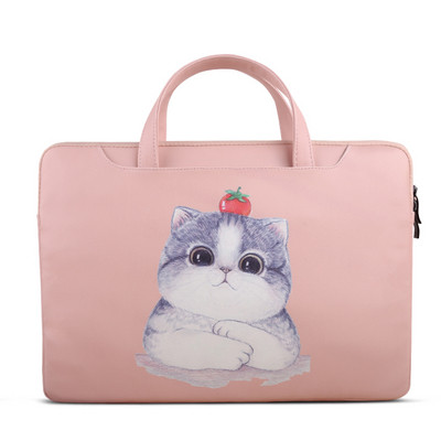 Hordozható táska 15,6 hüvelykes laptophoz, rövid fogantyúval és színes alkalmazással egy cicának