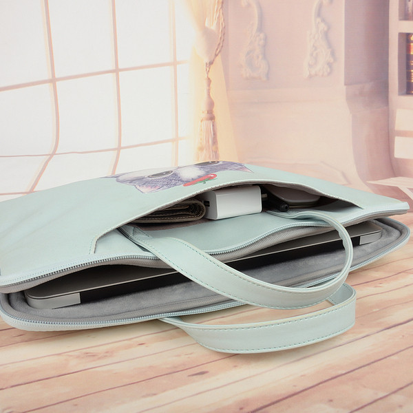 Hordozható táska 15,6 hüvelykes laptophoz, rövid fogantyúval és színes alkalmazással egy cicának