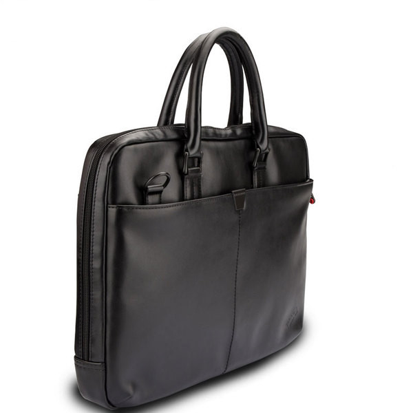 Преносима чанта за лаптоп от еко кожа с преден джоб и къса дръжка